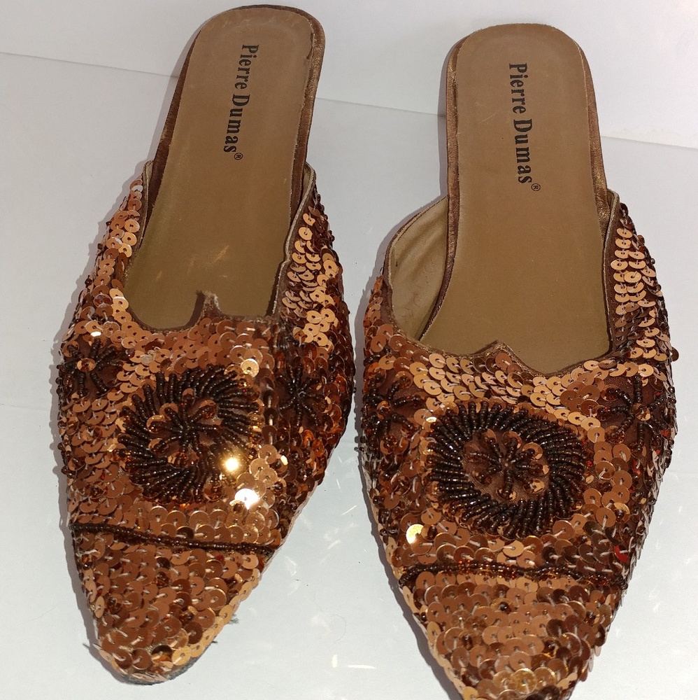 Pierre Dumas sequin 7.5 kitten slide 11-14-22